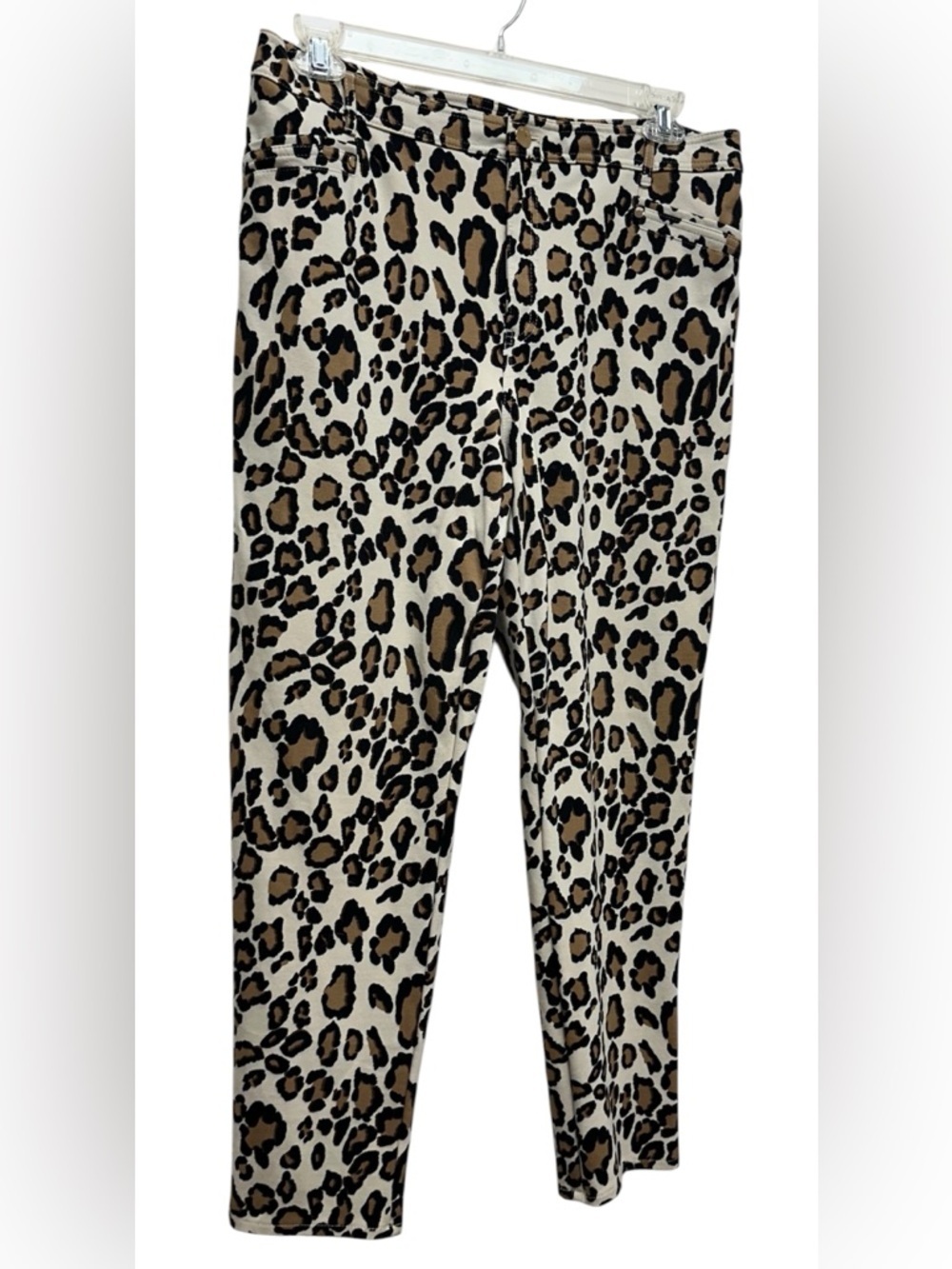 Chico's So Slimming Ponte Knit Tapered Ankle Pants. Leopard Print 2.5 L Women’s - Picture 2 of 7